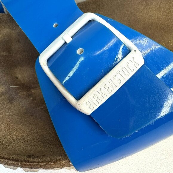 Birkenstock Madrid Sandals Womens Size 42 US 11 Blue Patent Slip On Comfort Shoe - Picture 5 of 11